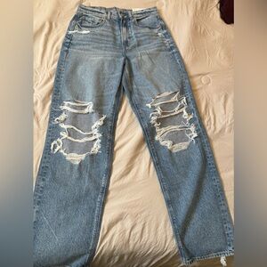 American Eagle highest rise, baggy, straight jeans